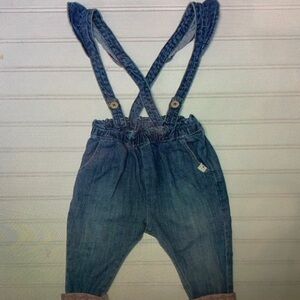 Kids Denim Overalls with Adjustable Cross-Back Straps - Blue